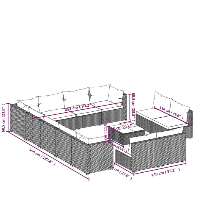 Garten-Lounge-Set Poly Rattan